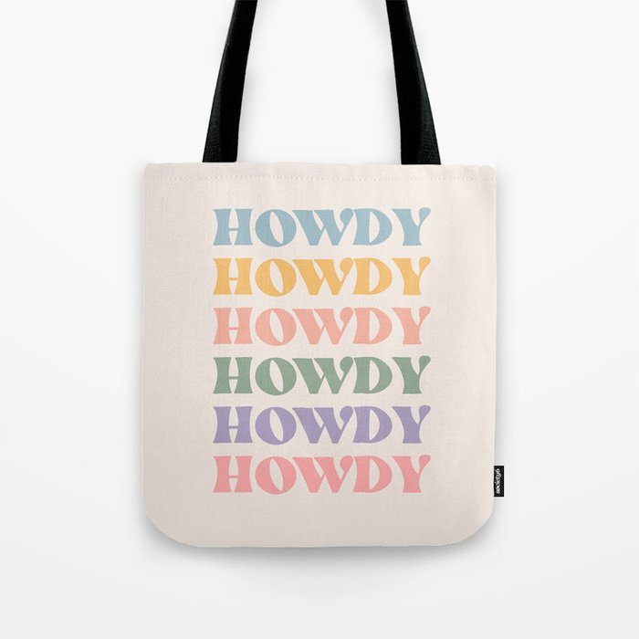 Howdy Colorful Retro Quote Tote Bag