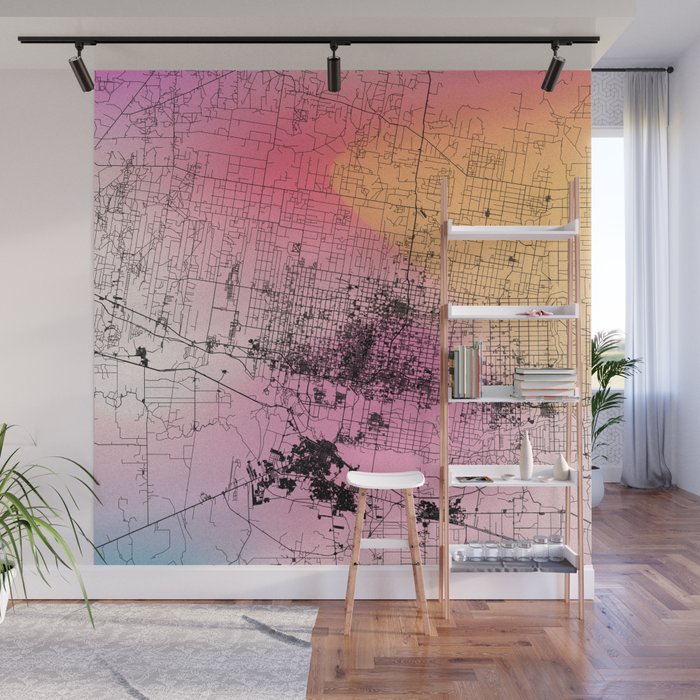McAllen, USA. Colorful City Map  Wall Mural