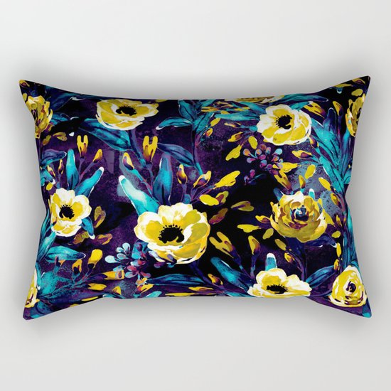 Golden Flowers Rectangular Pillow