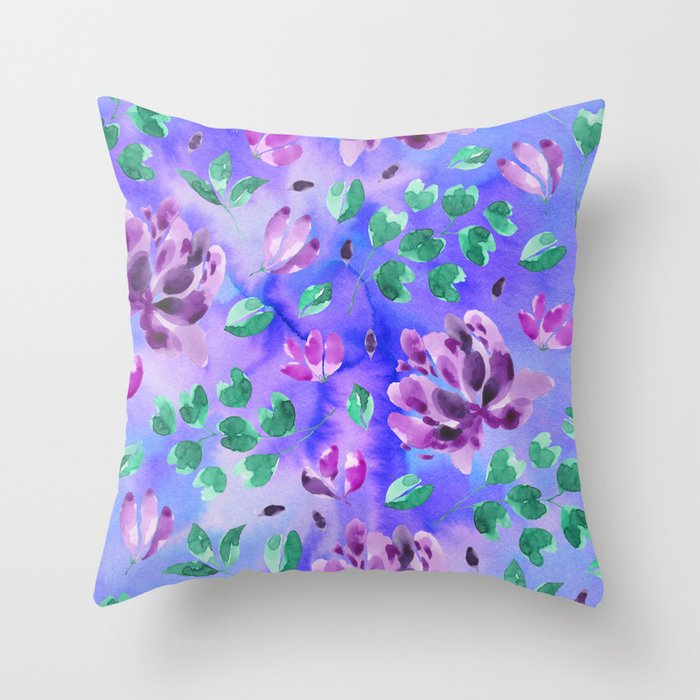 Purple floral throw hotsell pillows