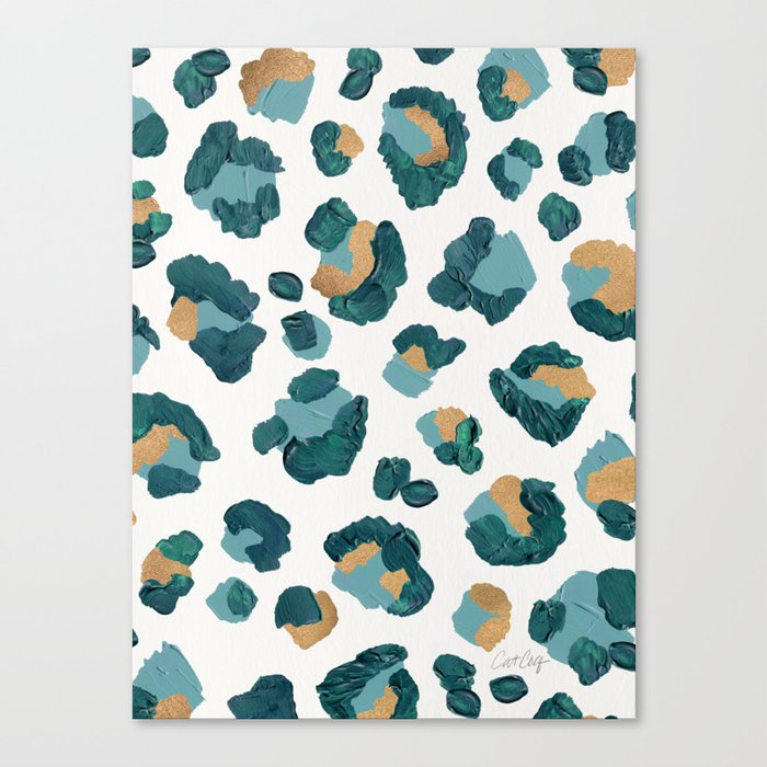 Leopard Print – Teal & Copper Canvas Print