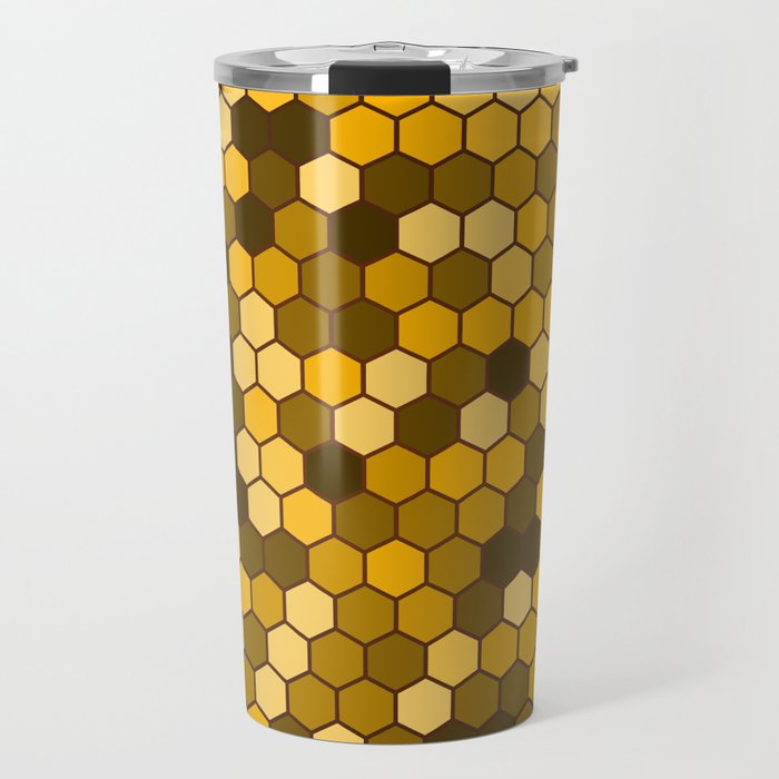 Yellow Color Hexagon Honeycomb Design Travel Mug