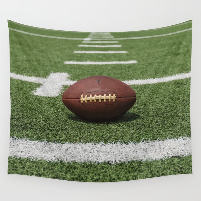 American Football Court with ball on Gras Wall Tapestry
