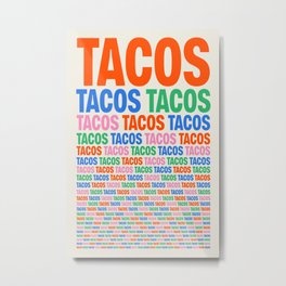 253 Tacos Metal Print | Graphicdesign, Art, Color, Words, 90S, 70S, Vintage, Quotes, Bar, Mexican 