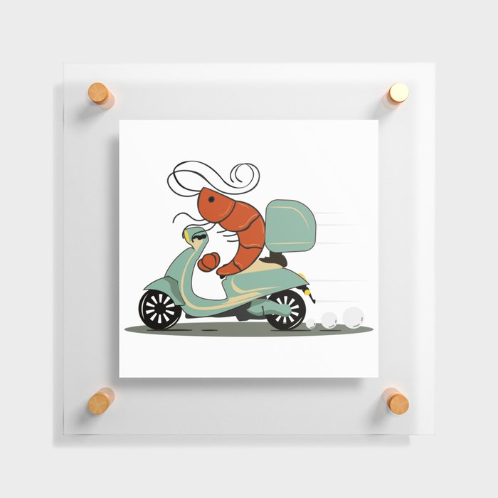 Shrimp on a retro moped Floating Acrylic Print