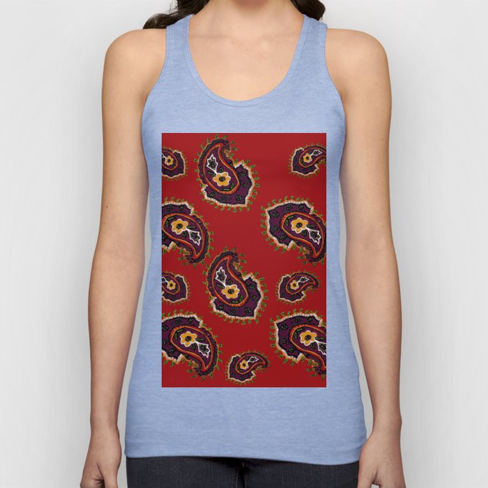 red paisley needle work textile pattern Tank Top