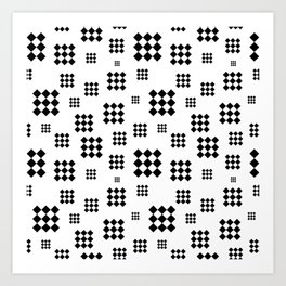 Classic Modern  Diamond Tiles Pattern Black and White Art Print