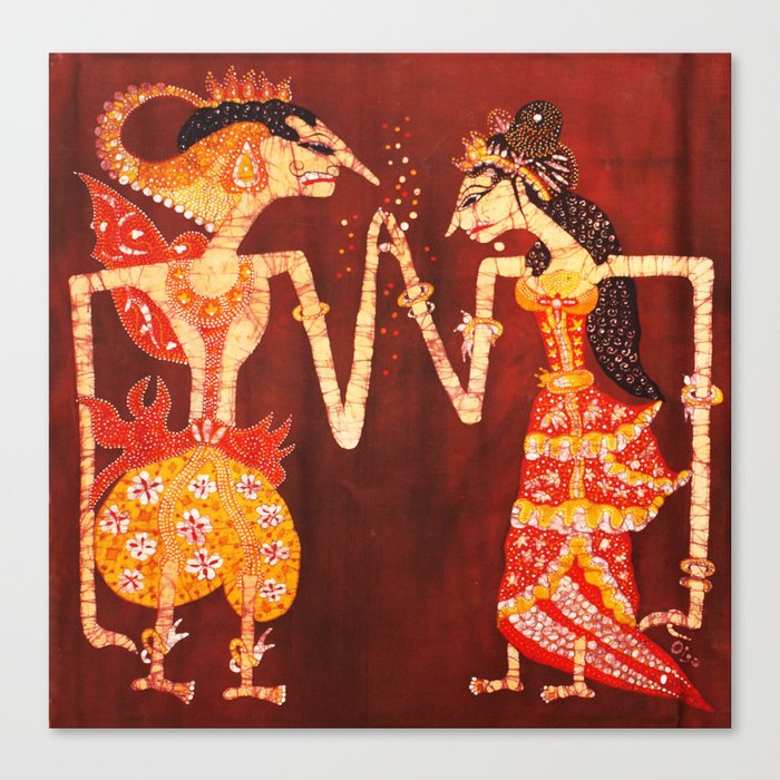 The Dancing Shadows of Wayang Theatre: The Engagement Canvas Print
