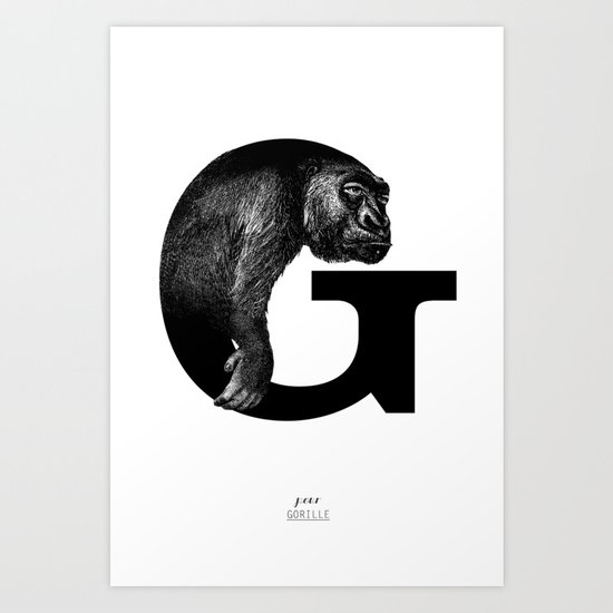 letter g for gorilla Art Print by karodesign | Society6