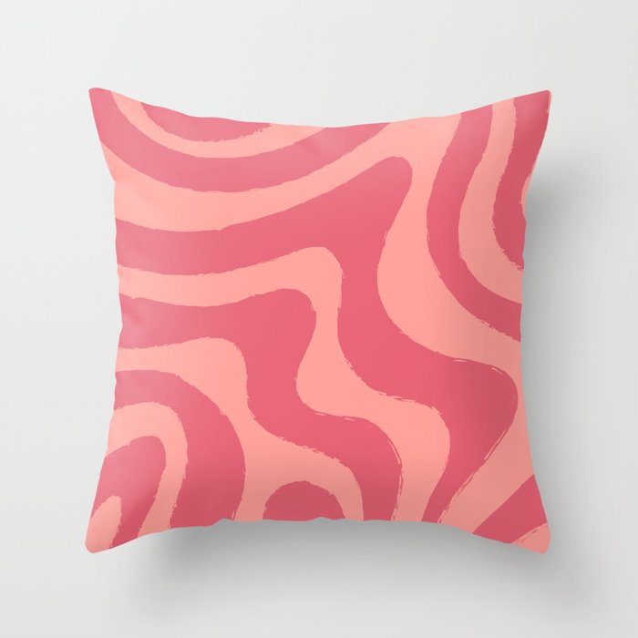 Groovy Liquid Shapes - Pink Throw Pillow