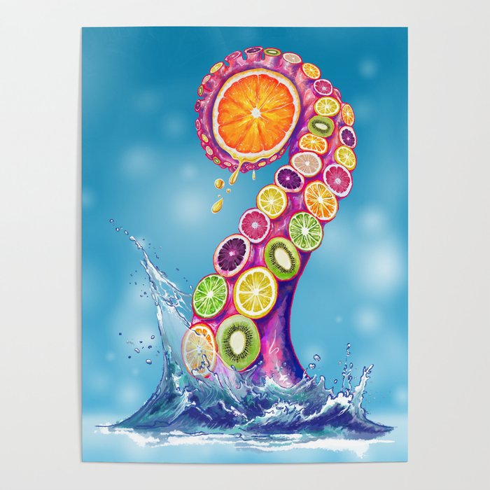 Fruity Octopus Poster