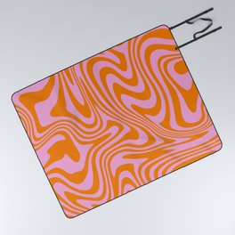 Orange Pink Bold Retro Swirl Abstract 70s Picnic Blanket