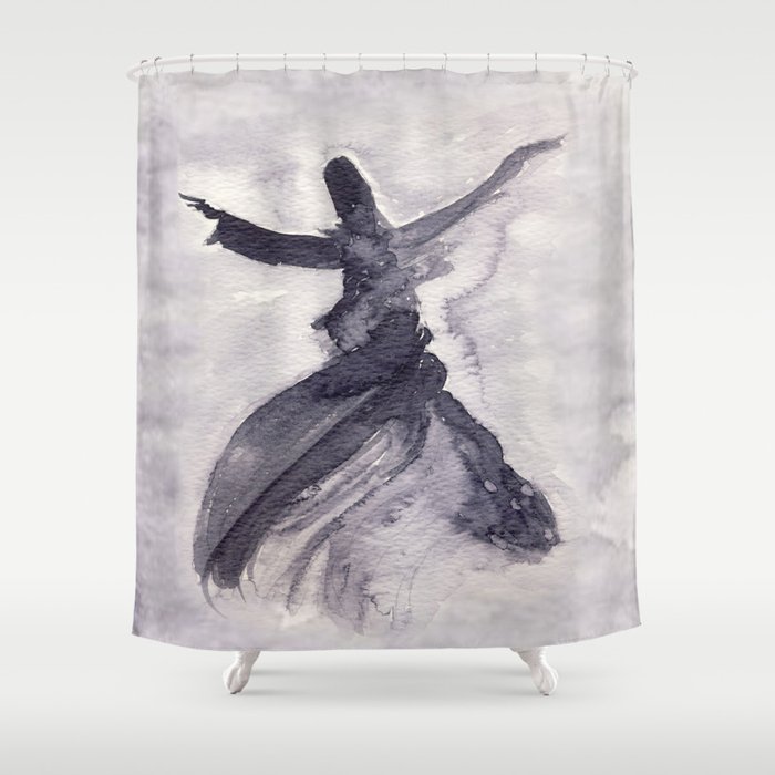 whirling dervish - sufi meditation - ink wash Shower Curtain