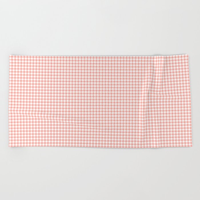 Blush Pink and White Gingham Check Beach Towel