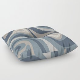 New Groove Retro Swirl Abstract Pattern in Neutral Blue Grey Tones Floor Pillow