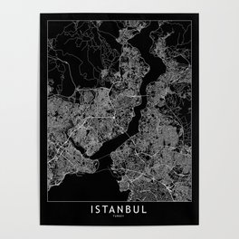Istanbul Black Map Poster