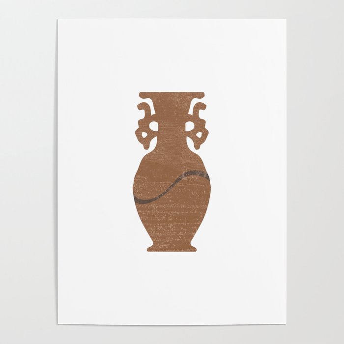 Minimal Abstract Greek Vase 8 - Krater - Terracotta Series - Modern, Contemporary Print - Sepia Poster