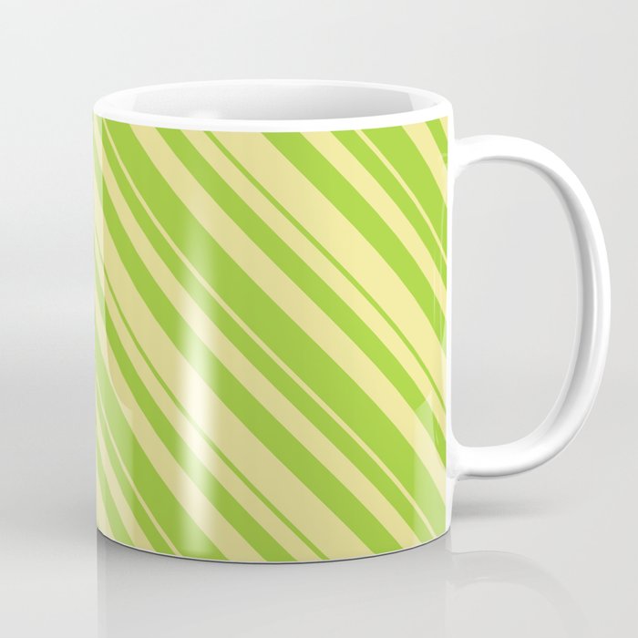 Green and Tan Colored Lined/Striped Pattern Coffee Mug