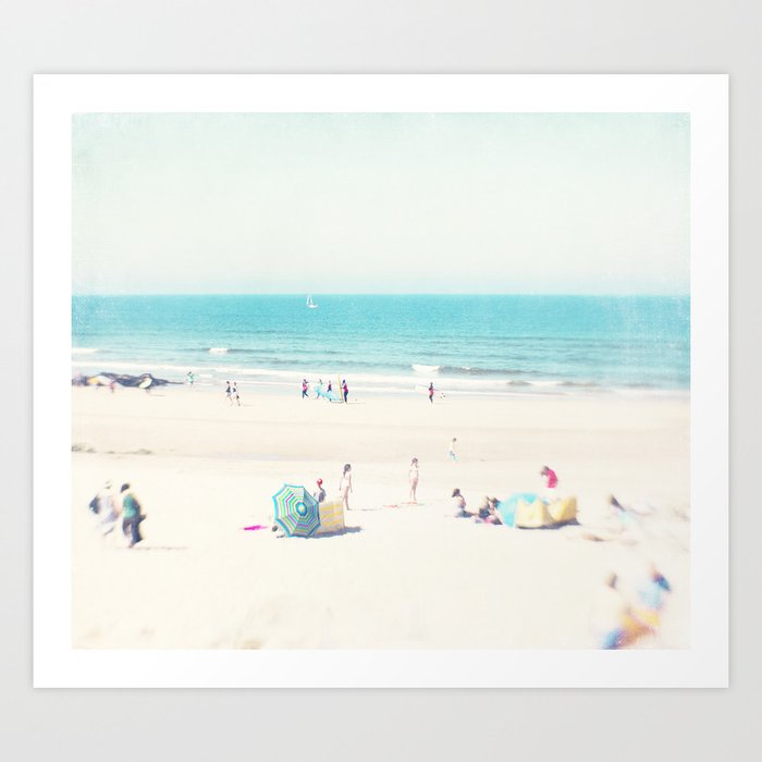 Beach - Happy Life - Pastel Ocean - Sea - Beach photography by Ingrid Beddoes Art Print