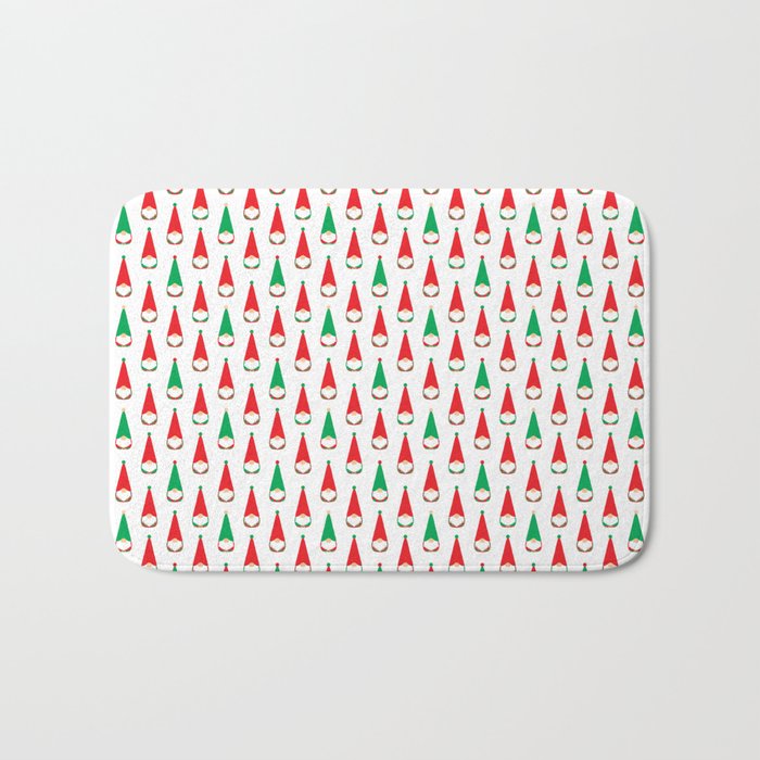 Christmas Gnomes Polka dot pattern. Digital Illustration background Bath Mat