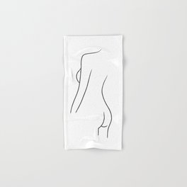 Fine Line Woman Body Back Drawing Hand & Bath Towel