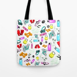 Work Out Items Pattern Tote Bag