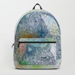PANTHER watercolor and pencil portrait  Backpack
