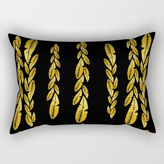 Gold feathers Rectangular Pillow