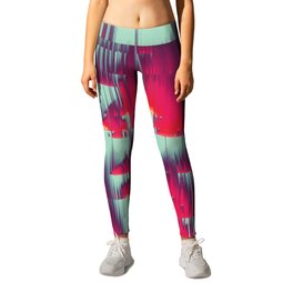 The Blood Of Others Is Like Water To Me Leggings | Teal, Complex, Painting, Blood, Aesthetic, Vibrant, Noise, Digital, Abstract, Postmodern 