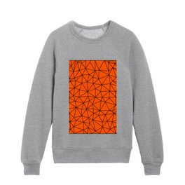 Halloween Orange and Black Geometric Abstract Web Pattern Kids Crewneck