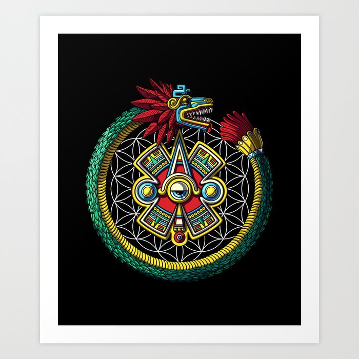 Aztec Serpent Ouroboros Art Print
