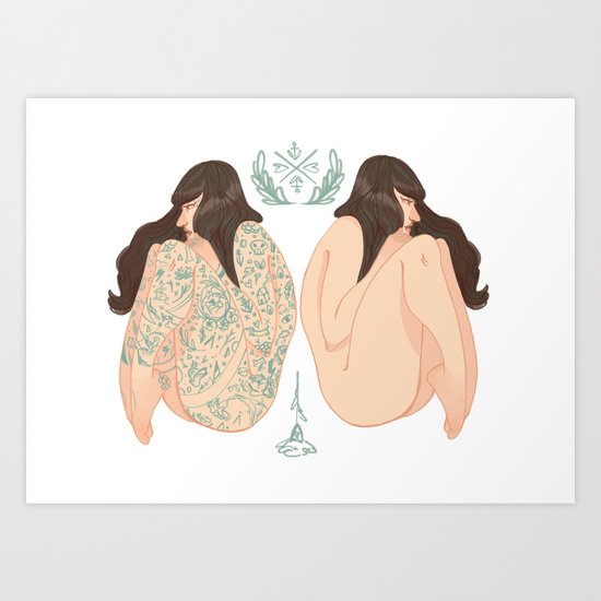 Tattoo vs No Tattoo = Equally beautiful Art Print