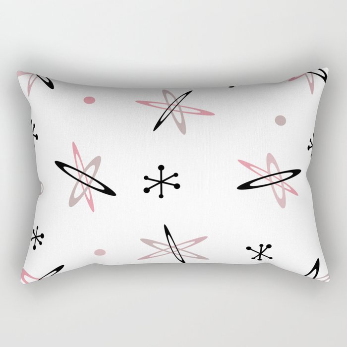 Atomic Era Space Age Pink White Rectangular Pillow