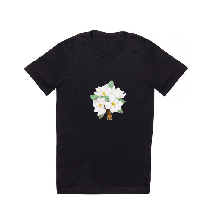 white magnolia bouquet flowers  ink and watercolor  T Shirt