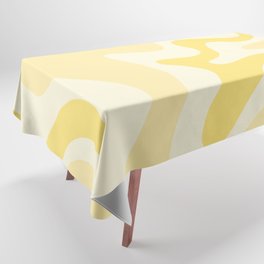 Retro Liquid Swirl Abstract Square in Soft Pale Pastel Yellow Tablecloth