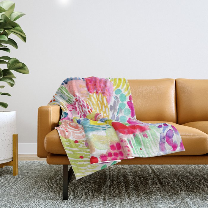 Abstract Watercolor Landscape - Bird view Throw Blanket