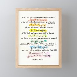 Mother Teresa - Do it Anyway Poem Framed Mini Art Print