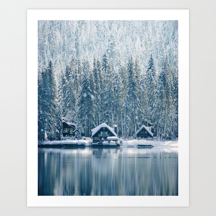 Winter's Cottage (Color) Art Print
