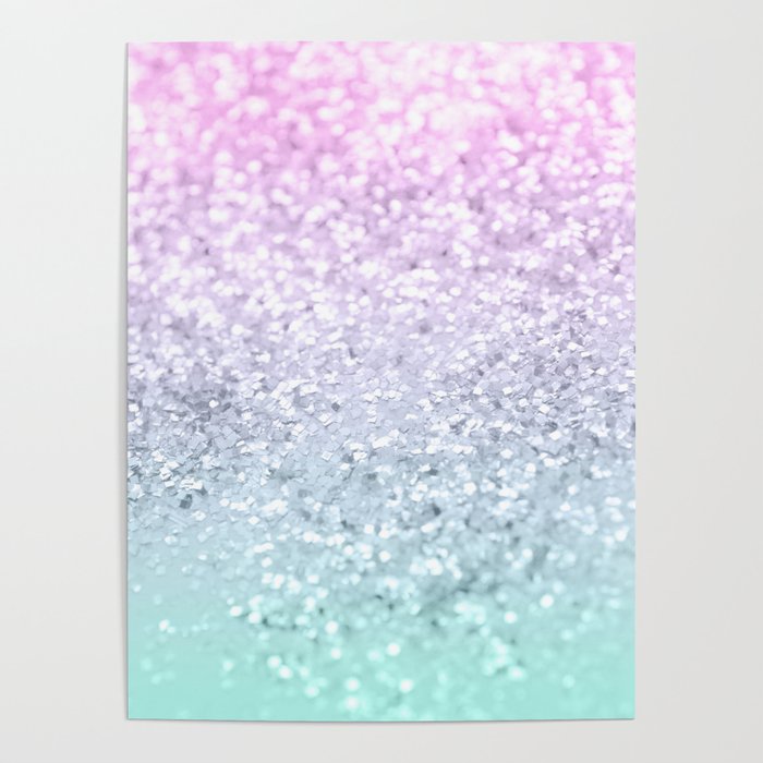 Mermaid Girls Glitter #1 (2019 Pastel Version) #shiny #decor #art #society6 Poster