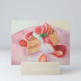Сake with strawberries and cream Mini Art Print