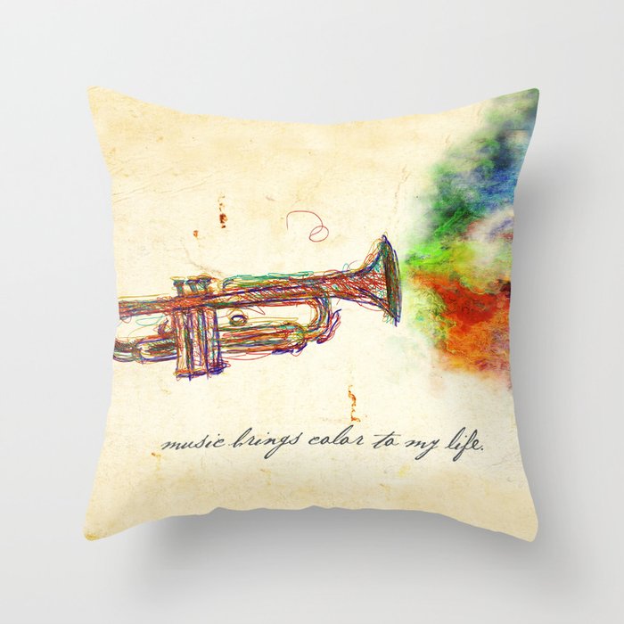 Music Brings Color to My Life Throw Pillow