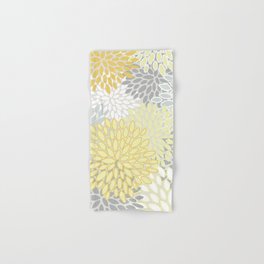 Floral Prints, Soft, Yellow and Gray, Modern Print Art Hand & Bath Towel