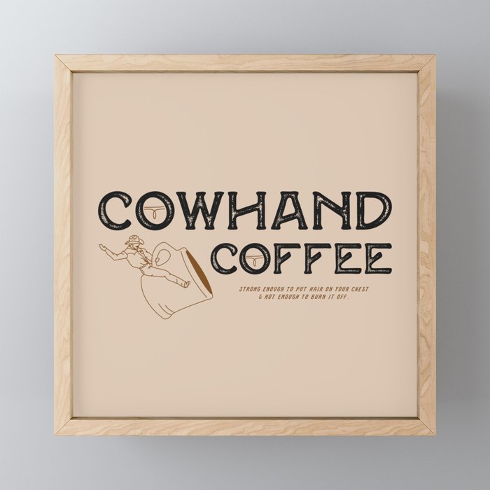 Cowhand Coffee - Rustic Framed Mini Art Print