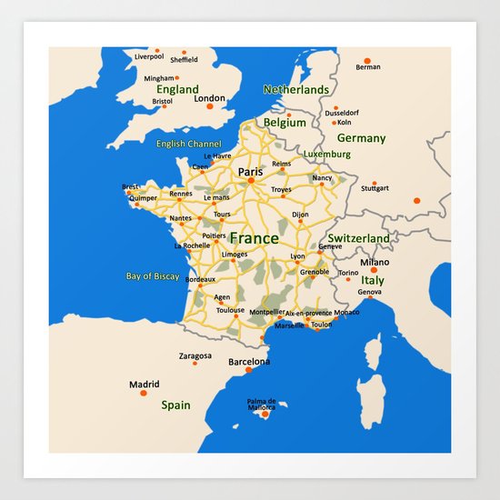 France map design Art Print