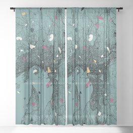 Oslo City Map. Norway. Collage Terrazzo Sheer Curtain