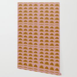 Coral Pink + Desert Tan Midcentury Blocks Wallpaper