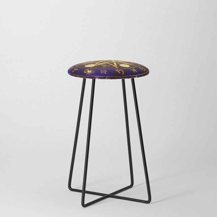 Magical Horoscope witchcraft pentagram Counter Stool