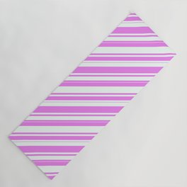 [ Thumbnail: Violet & Mint Cream Colored Striped/Lined Pattern Yoga Mat ]