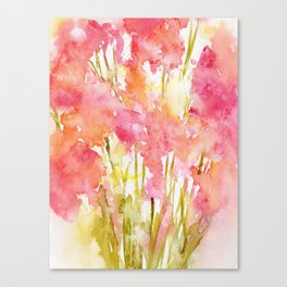 Tangerine & Red Watercolor Florals  Canvas Print