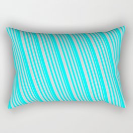 [ Thumbnail: Light Grey & Aqua Colored Stripes Pattern Rectangular Pillow ]